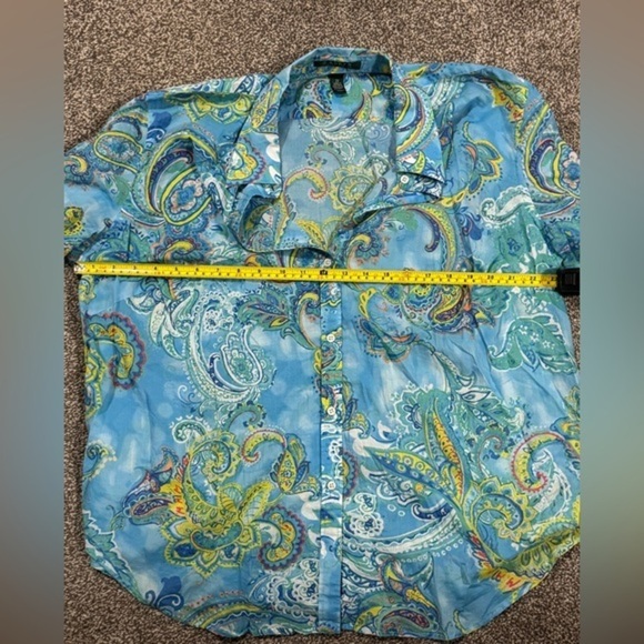 Ralph Lauren Paisley Lightweight Blue and‎ Green Cotton Blouse Top Size 2XL - Picture 5 of 5